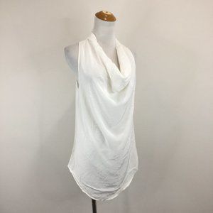 NWT PINK STITCH Sleeveless White Cowl Neck Rounded Hi Low Hem MARSIE Shirt Top
